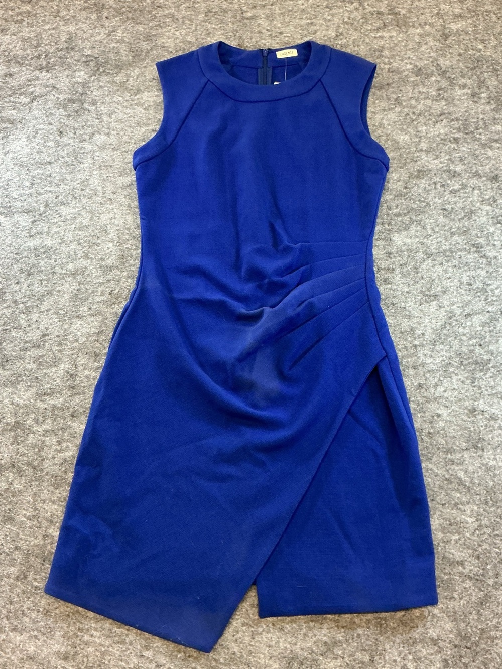 L'AGENCE Marine Blue Pleated Tank Asymmetrical Dress SSS